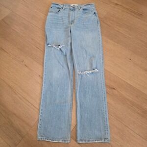 Abercrombie & Fitch 90s Straight Ultra High Rise Distressed Jeans Womens 28 6R